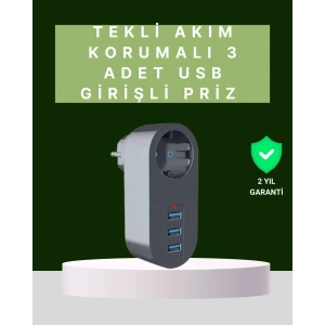 USLUCAN ALIŞVERİŞ Termal Akım Korumalı 3 USBli Güvenli Priz – Akıllı Akım Dengeleme