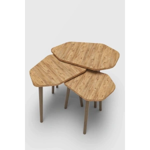 USLUCAN ALIŞVERİŞ Trio 3lü Ahşap Zigon Sehpa