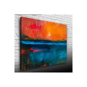 USLUCAN ALIŞVERİŞ Turuncu Mavi Dekoratif Canvas Tablo (50x70)