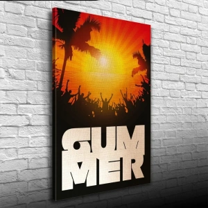 USLUCAN ALIŞVERİŞ Turuncu ve Siyah Tonlarda Summer Afiş Görseli Kanvas Tablo 50 x 70