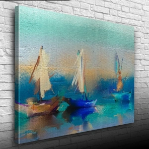 USLUCAN ALIŞVERİŞ Üç Yelkenli Tekne Yağlıboya Kanvas Tablo 50 x 70