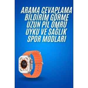 USLUCAN ALIŞVERİŞ Ultra Akıllı Saat 49 Mm Çift Kordonlu Arama Cevaplama Bluetooth Bağlantılı