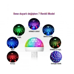 USLUCAN ALIŞVERİŞ Usb Girişli Sese Duyarlı Disko Topu