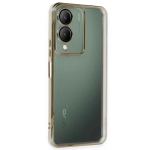 USLUCAN ALIŞVERİŞ Vivo Y17S Kılıf Lensli Silikon - Gold