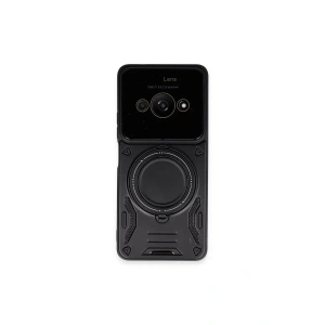 USLUCAN ALIŞVERİŞ Xiaomi Poco C61 Kılıf Joy Lens Standlı Kapak - Siyah