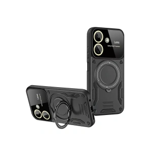 USLUCAN ALIŞVERİŞ Xiaomi Redmi 13C Kılıf Joy Lens Standlı Kapak - Siyah