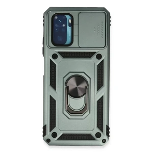 USLUCAN ALIŞVERİŞ Xiaomi Redmi Note 10 Kılıf Pars Lens Yüzüklü Silikon - Yeşil