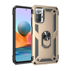 USLUCAN ALIŞVERİŞ Xiaomi Redmi Note 10 Pro Kılıf Sofya Yüzüklü Silikon Kapak - Gold