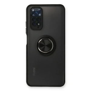 USLUCAN ALIŞVERİŞ Xiaomi Redmi Note 11 Kılıf Montreal Yüzüklü Silikon Kapak - Siyah