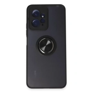 USLUCAN ALIŞVERİŞ Xiaomi Redmi Note 12 4G Kılıf Montreal Yüzüklü Silikon Kapak - Siyah