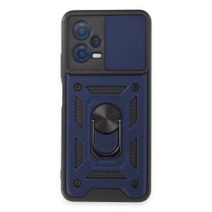 USLUCAN ALIŞVERİŞ Xiaomi Redmi Note 12 5G Kılıf Pars Lens Yüzüklü Silikon - Lacivert