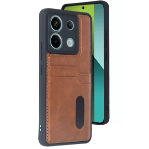 USLUCAN ALIŞVERİŞ Xiaomi Redmi Note 13 Pro 4G Kılıf Sara Kartvizitli Deri Kılıf - Taba