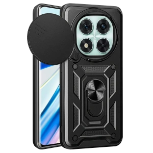 USLUCAN ALIŞVERİŞ Xiaomi Redmi Note 14 Pro 5G Kılıf Pars Lens Yüzüklü Silikon - Siyah