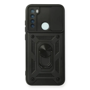 USLUCAN ALIŞVERİŞ Xiaomi Redmi Note 8 Kılıf Pars Lens Yüzüklü Silikon - Siyah