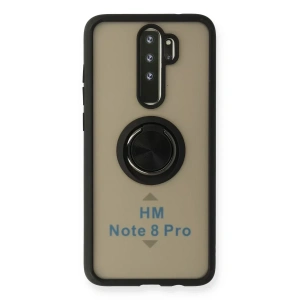 USLUCAN ALIŞVERİŞ Xiaomi Redmi Note 8 Pro Kılıf Montreal Yüzüklü Silikon Kapak - Siyah