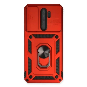 USLUCAN ALIŞVERİŞ Xiaomi Redmi Note 8 Pro Kılıf Pars Lens Yüzüklü Silikon - Kırmızı