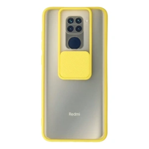 USLUCAN ALIŞVERİŞ Xiaomi Redmi Note 9 Kılıf Palm Buzlu Kamera Sürgülü Silikon - Sarı