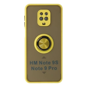 USLUCAN ALIŞVERİŞ Xiaomi Redmi Note 9 Pro Kılıf Montreal Yüzüklü Silikon Kapak - Sarı