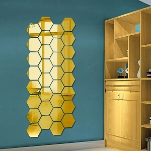 USLUCAN ALIŞVERİŞ Yapışkanlı Akrilik Gold Ayna Seti 12 Adet