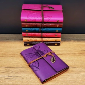 USLUCAN ALIŞVERİŞ Yaprak Desenli Deri Defter Asorti