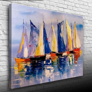 USLUCAN ALIŞVERİŞ Yelkenliler Yağlıboya Kanvas Tablo 50 x 70