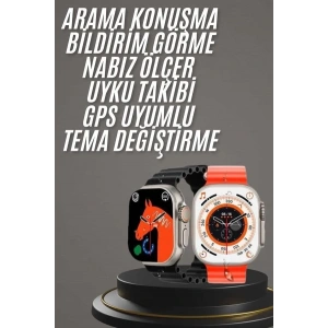 USLUCAN ALIŞVERİŞ Yeni Model Akıllı Saat Ultra Smart Watch Gümüş Kasa 45mm Titreşim