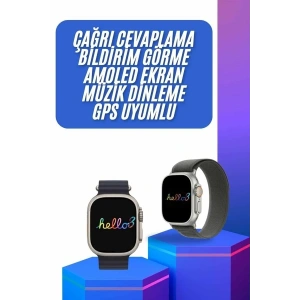 USLUCAN ALIŞVERİŞ Yeni Nesil 3 Kordonlu Kol Saati 49 MM Amoled Ekran Akıllı Saat