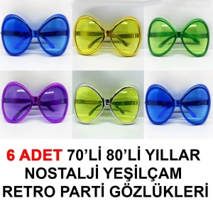 USLUCAN ALIŞVERİŞ Yeşilçam Retro Parti Gözlükleri 6 Adet