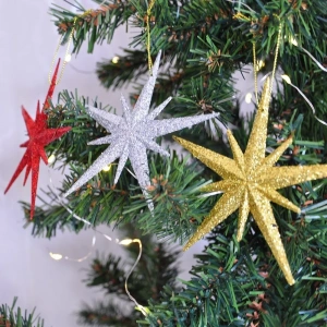 USLUCAN ALIŞVERİŞ Yılbaşı Ağaç Süsü Simli 3lü Deniz Yıldızı Figürü