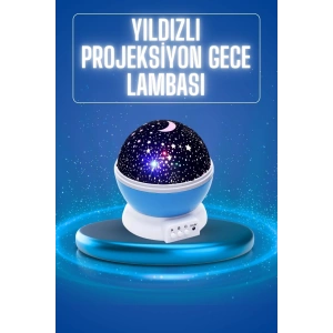 USLUCAN ALIŞVERİŞ Yıldızlı Gece Lambası Mor Projeksiyon Görünümlü Masa Lambası Renk Değiştirebilen