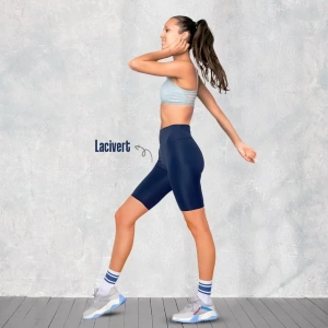 USLUCAN ALIŞVERİŞ Yüksek Bel Toparlıyıcılı Micro Dalgıç Kısa Biker Şort Tayt