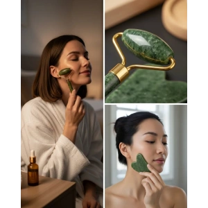 USLUCAN ALIŞVERİŞ Yüz Masaj Aleti Roller ve Gua Sha 2li Set