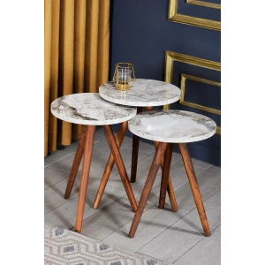 USLUCAN ALIŞVERİŞ Zigon Sehpa 3lü Ahşap Orjinal Torna Ayak Efes 2083