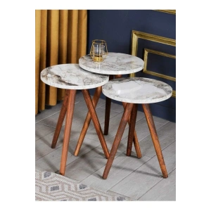 USLUCAN ALIŞVERİŞ Zigon Sehpa 3lü Ahşap Torna Ayak Efes