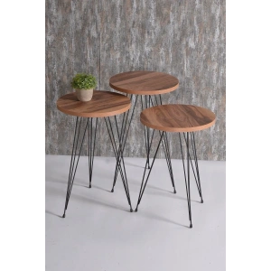 USLUCAN ALIŞVERİŞ Zigon Sehpa 3 Lü Krem Tel Ayak