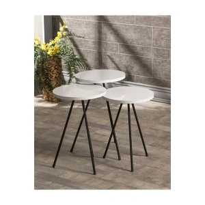 USLUCAN ALIŞVERİŞ Zigon Sehpa 3 Lü Metal Ayak Beyaz