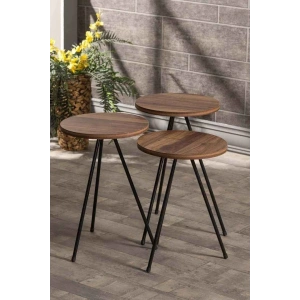 USLUCAN ALIŞVERİŞ Zigon Sehpa 3 Lü Metal Ayak Ceviz