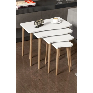 USLUCAN ALIŞVERİŞ Zigon Sehpa Ahşap 4lü Beyaz KR