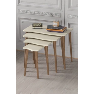 USLUCAN ALIŞVERİŞ Zigon Sehpa Ahşap 4lü Krem KR