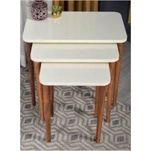 USLUCAN ALIŞVERİŞ Zigon Sehpa Ahşap KR Torna Ayak Krem