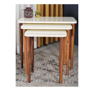 USLUCAN ALIŞVERİŞ Zigon Sehpa Ahşap Torna Ayak Krem Kr 2068