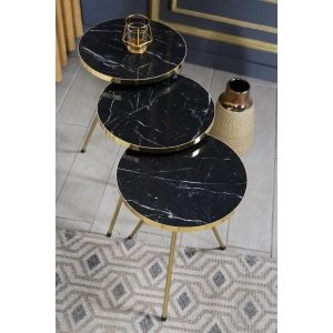 USLUCAN ALIŞVERİŞ Zigon Sehpa Çift Gold Ceviz Metal