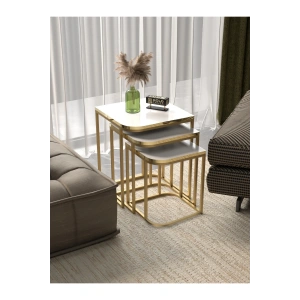 USLUCAN ALIŞVERİŞ Zigon Sehpa Damla Gold Beyaz