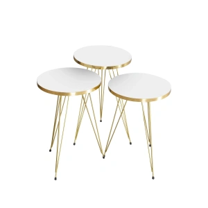 USLUCAN ALIŞVERİŞ Zigon Sehpa Gold Beyaz Tel