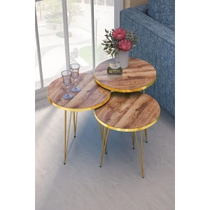 USLUCAN ALIŞVERİŞ Zigon Sehpa Gold Ceviz Tel