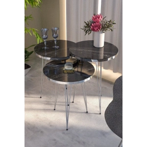 USLUCAN ALIŞVERİŞ Zigon Sehpa Gümüş Bendir Tel