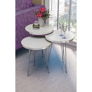 USLUCAN ALIŞVERİŞ Zigon Sehpa Gümüş Beyaz Tel