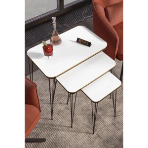 USLUCAN ALIŞVERİŞ Zigon Sehpa Kr Çift Beyaz Tel Siyah Ayak