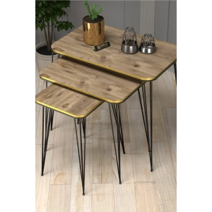 USLUCAN ALIŞVERİŞ Zigon Sehpa Kr Çift Ceviz Tel Siyah Ayak