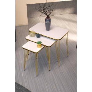 USLUCAN ALIŞVERİŞ Zigon Sehpa Kr Çift Gold Beyaz Tel